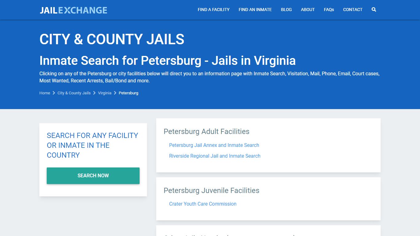 Inmate Search for Petersburg | Jails in Virginia