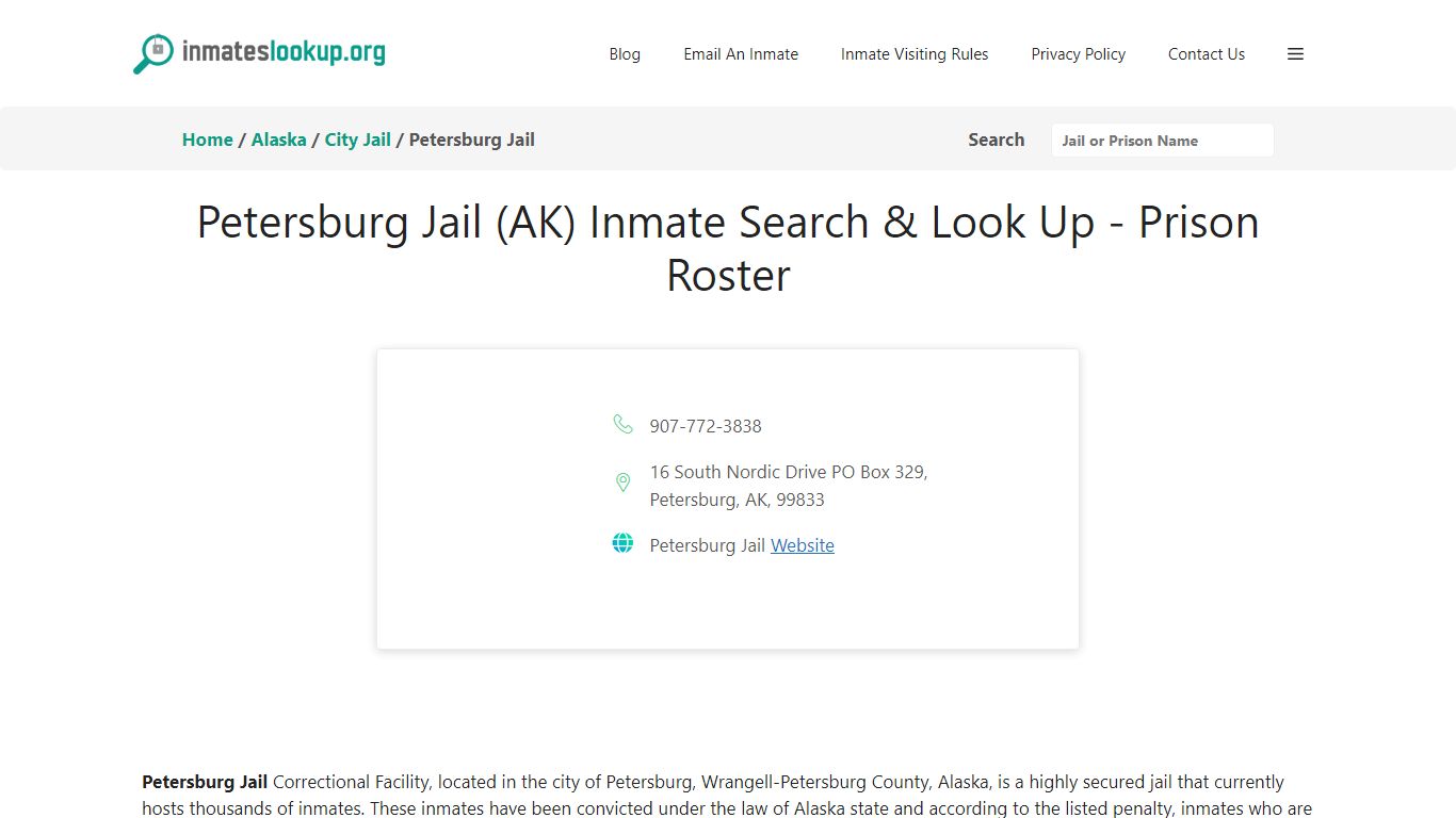 Petersburg Jail (AK) Inmate Search & Look Up - Prison Roster