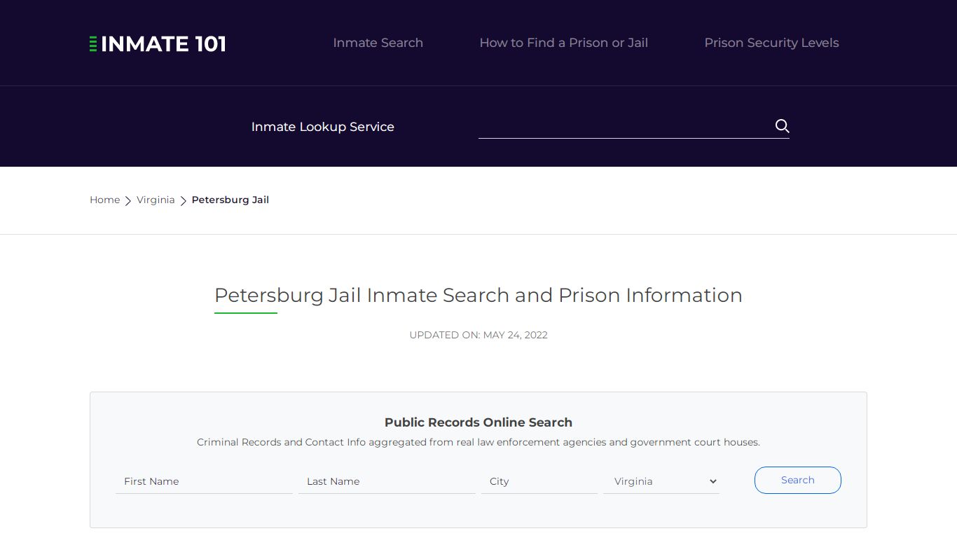 Petersburg Jail Inmate Search and Prison Information